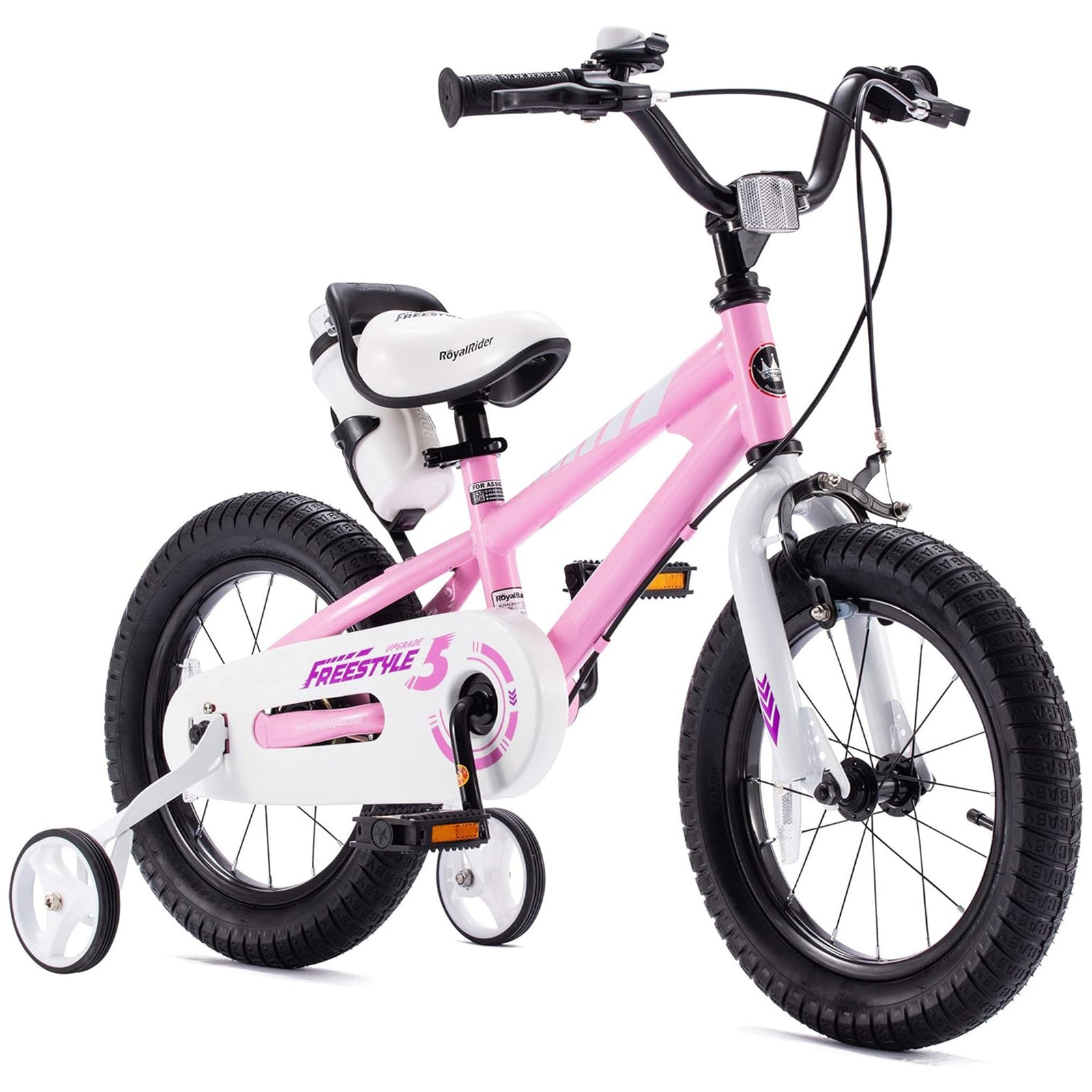 RoyalBaby Freestyle Outdoor Kid's Bicycle with Training Wheels, 12 Inch, Pink - VMInnovations
