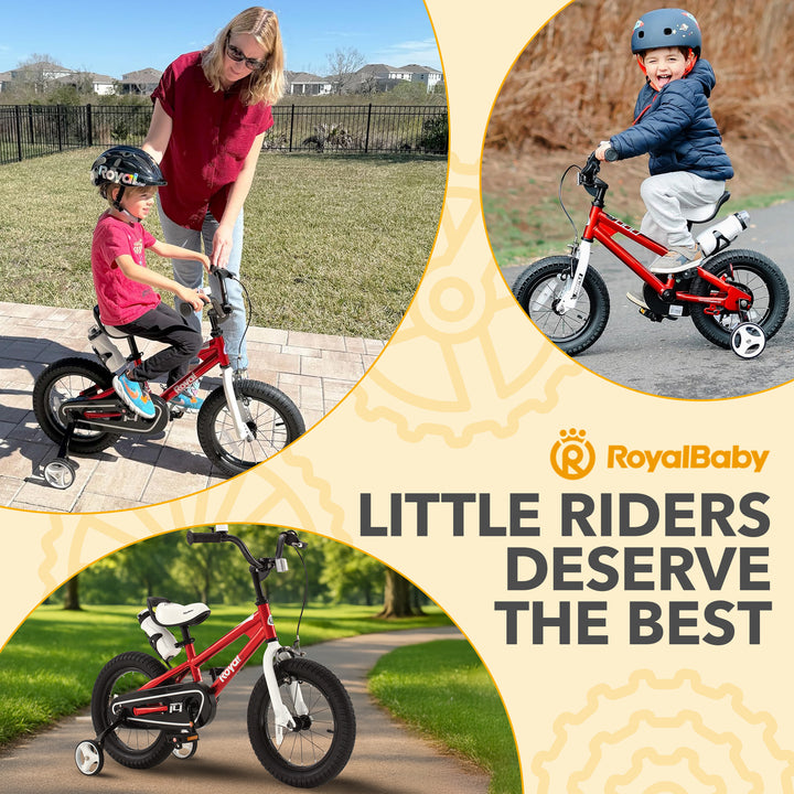 RoyalBaby Freestyle Outdoor Kid's Bicycle with Training Wheels, 16 Inch, Red