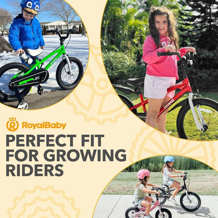 RoyalBaby Freestyle Outdoor Kid's Bicycle with Training Wheels, 16 Inch, Red