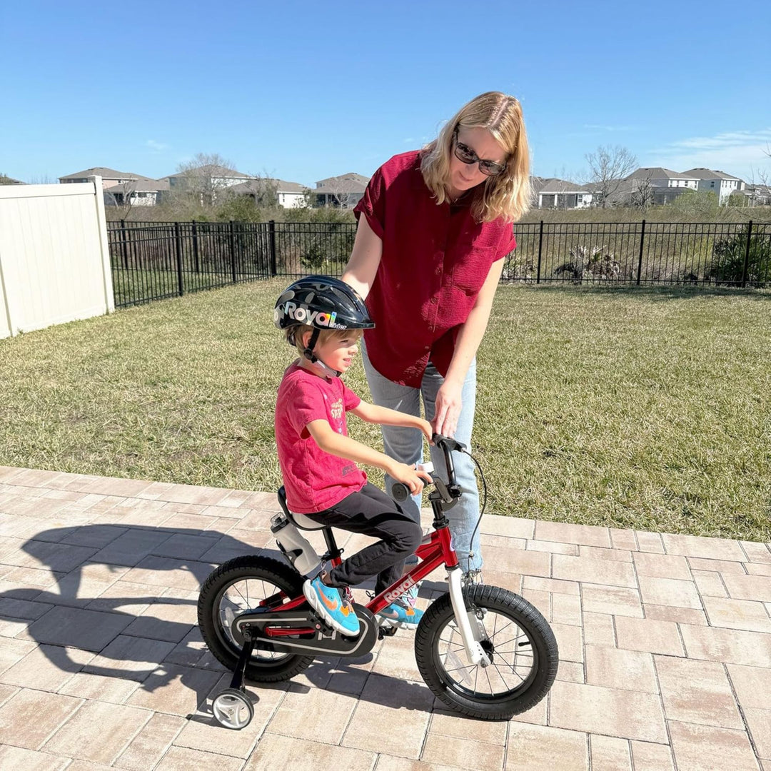 RoyalBaby Freestyle Outdoor Kid's Bicycle with Training Wheels, 16 Inch, Red