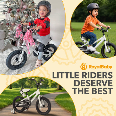 RoyalBaby Freestyle Outdoor Kid's Bicycle with Training Wheels, 16 Inch, White - VMInnovations