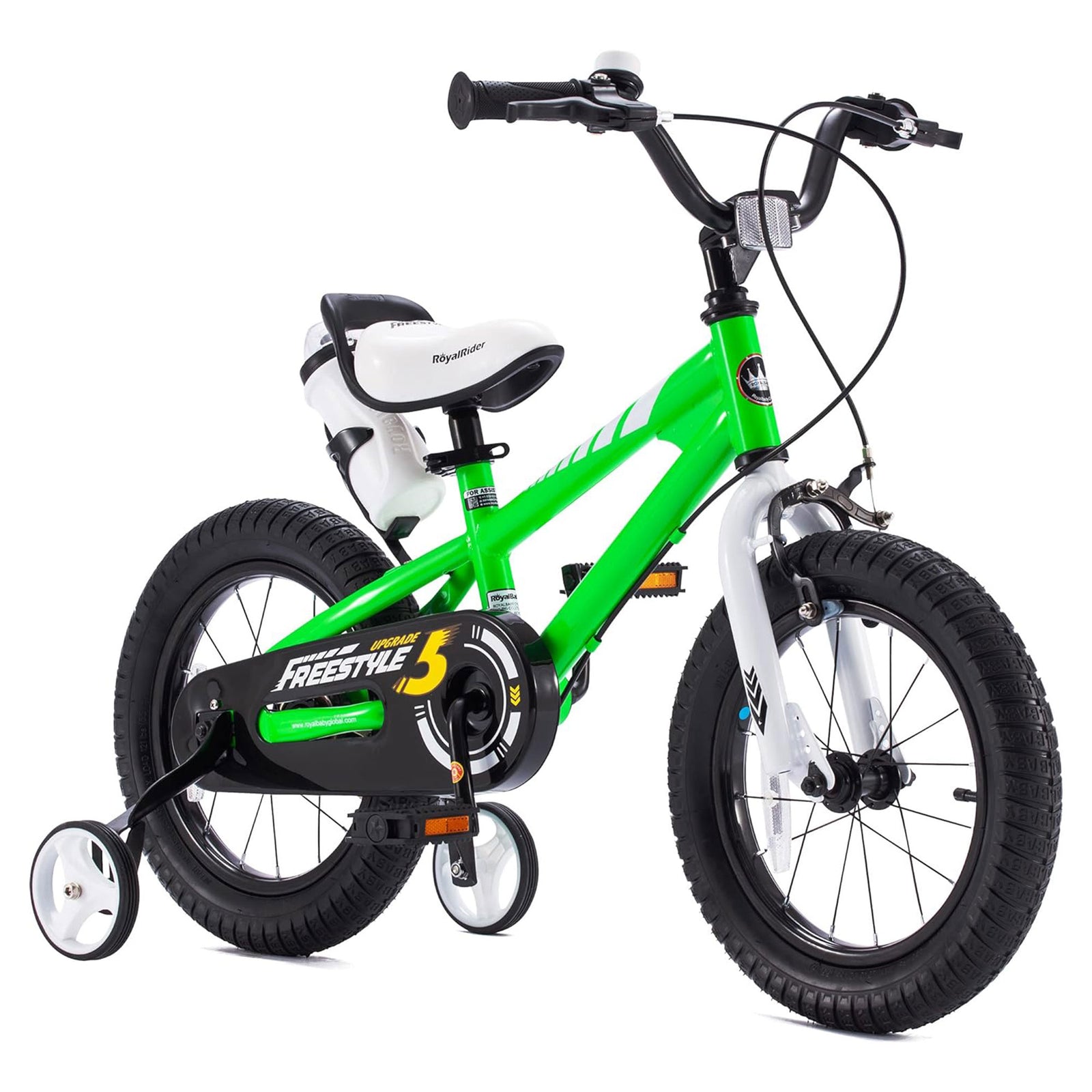 RoyalBaby Freestyle Kid's Bicycle w/Training Wheels, 14", Green (Open Box) - VMInnovations