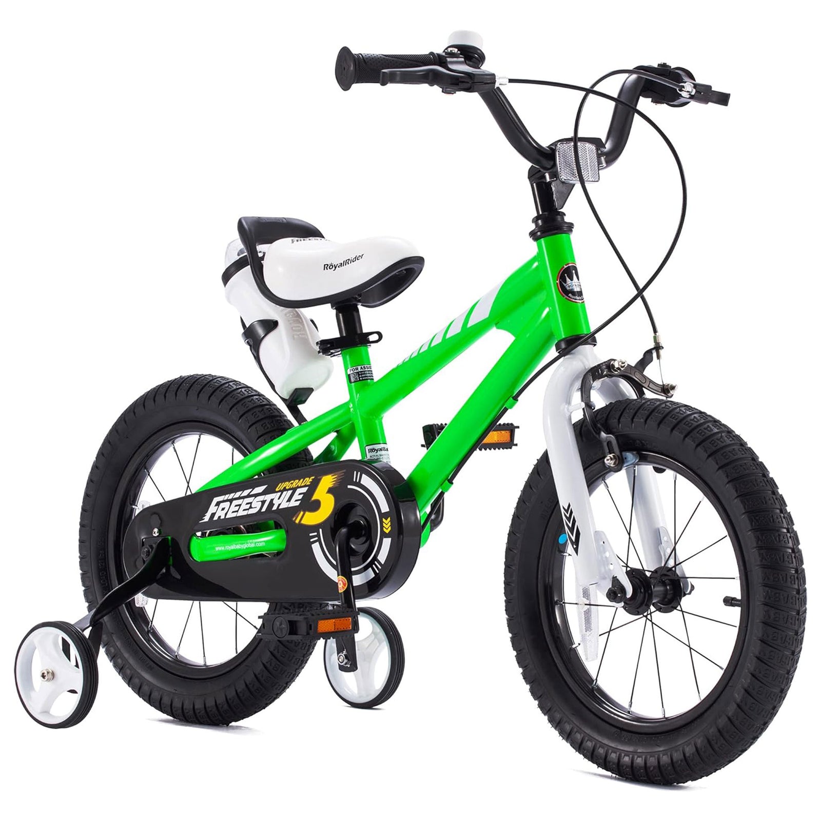 RoyalBaby Freestyle Outdoor Kid's Bicycle with Training Wheels, 16 Inch, Green - VMInnovations