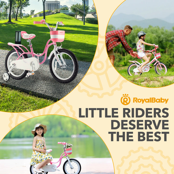 RoyalBaby Princess Girl Kids Bicycle 14" with Training Wheels, Pink (Open Box)