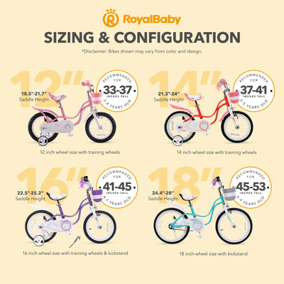 RoyalBaby Girl Kids Bicycle 12" w/Training Wheels, Swan/Classic Pink (Used)