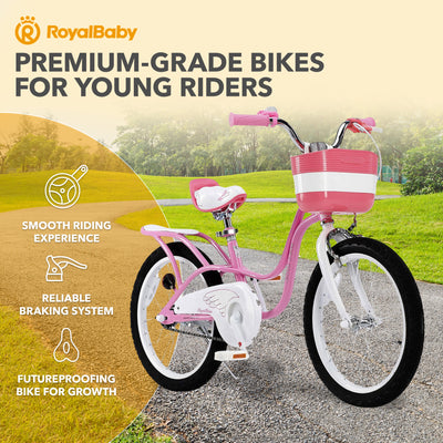 RoyalBaby Princess Girl Kids Bicycle 18 Inch with Kickstand, Swan/Pink (Used)