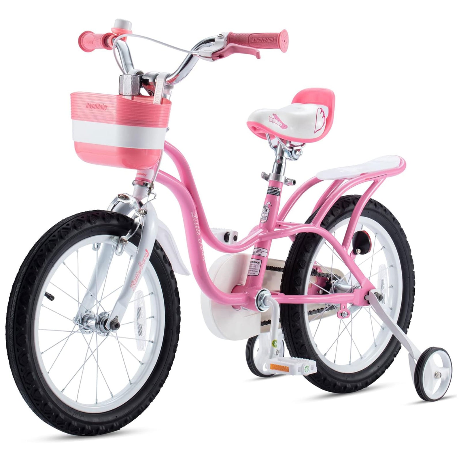 RoyalBaby Girl Bicycle 16" with Training Wheels & Kickstand, Swan/Pink (Used) - VMInnovations