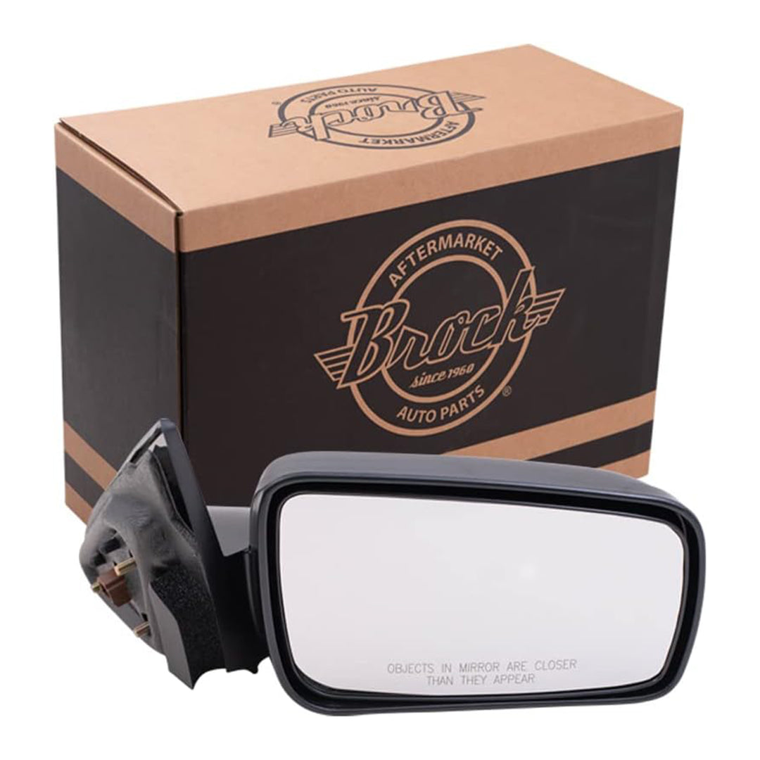 Brock Passenger Power Side View Mirror, Housing and Glass, Ready to Paint, Black