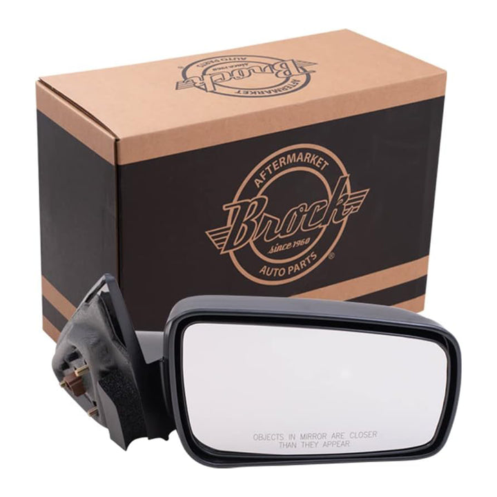 Brock Passenger Power Side View Mirror, Housing and Glass, Ready to Paint, Black