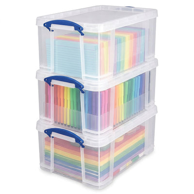 Really Useful Box 32 liter Storage Container w/Lock Handles, Clear(3pk)(Used)