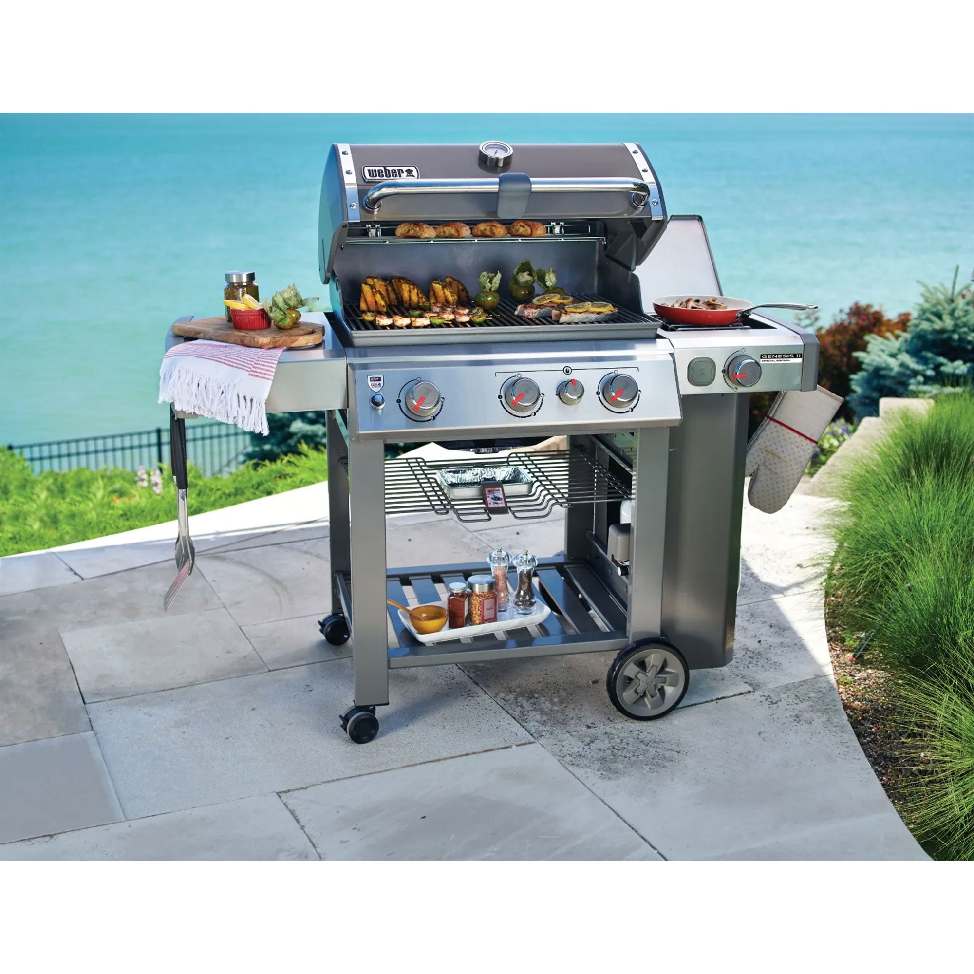 Weber Genesis II SE-330 Stainless Steel 3 Burner Liquid Propane Gas Grill, Black - VMInnovations