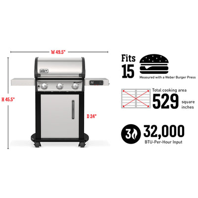 Weber Spirit 32,000 BTU Stainless Steel 3 Burner Natural Gas Grill (Damaged)