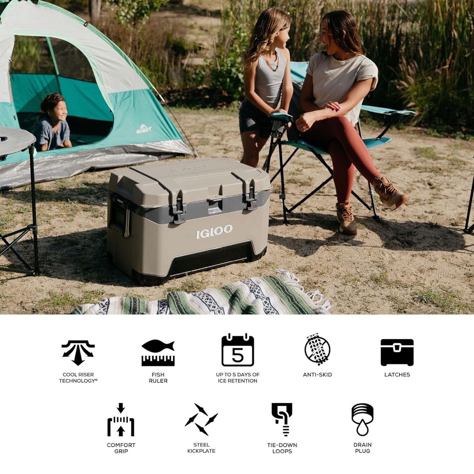 Igloo BMX 72 Quart Ice Chest Cooler with Cool Riser Technology, Rugged Blue - VMInnovations