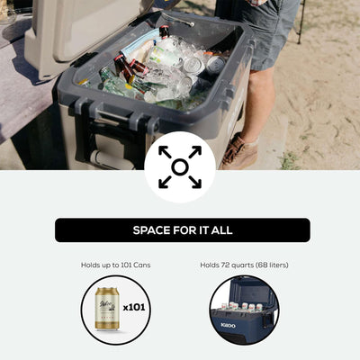Igloo BMX 72 Quart Ice Chest Cooler with Cool Riser Technology, Rugged Blue - VMInnovations