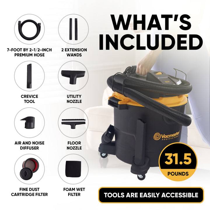 Vacmaster 16 Gal 6.5 HP 150 CFM Plastic Wet Dry Vacuum and Blower, Black (Used) - VMInnovations