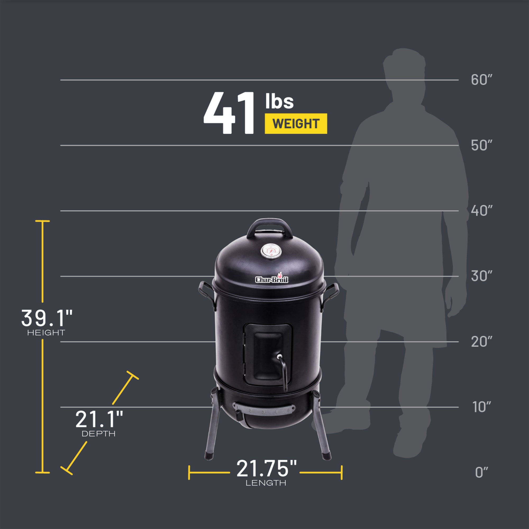 Char-Broil 16" Steel Cylinder Bullet Smoker w/Dual Carry Handles(For Parts) - VMInnovations