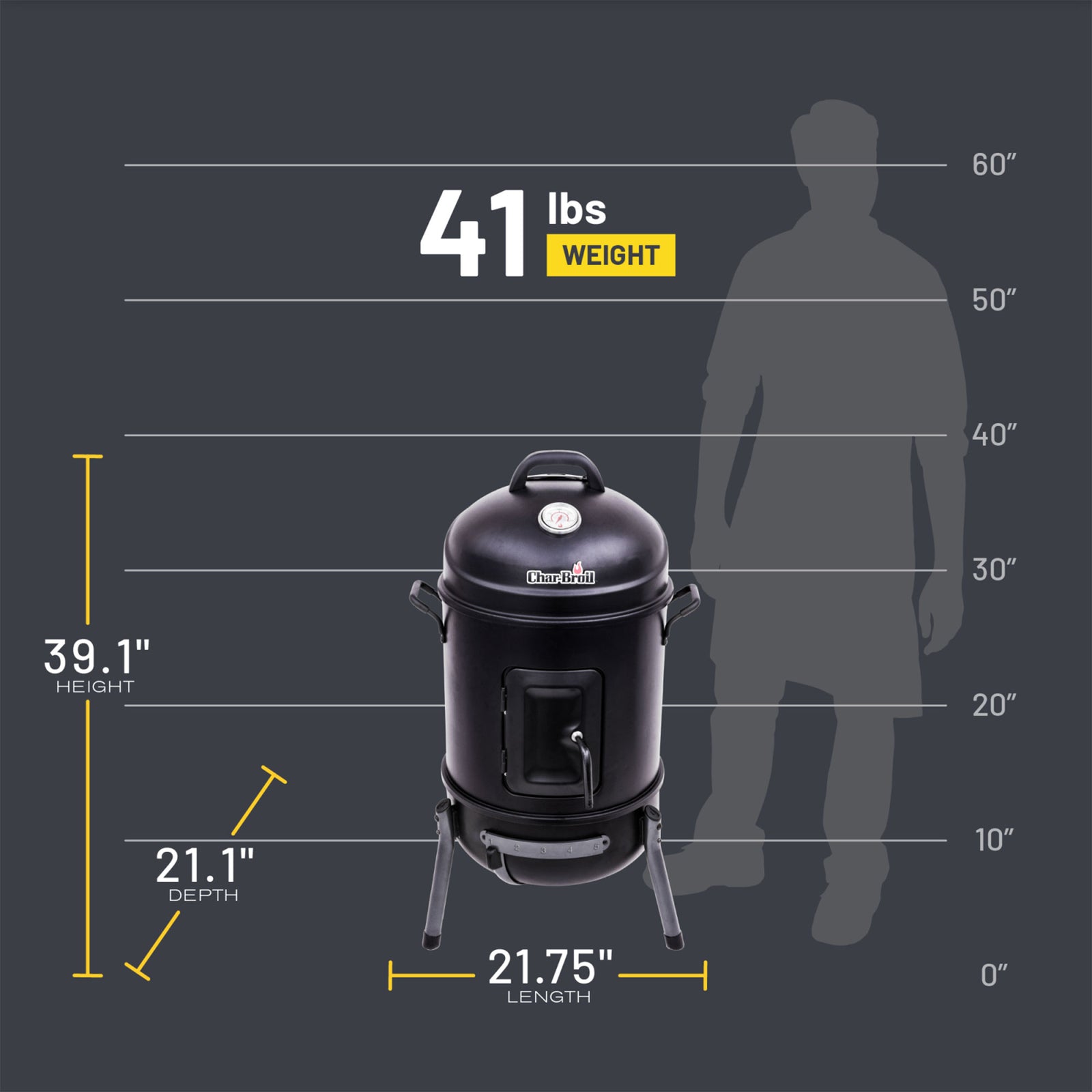 Char-Broil 16" Steel Cylinder Bullet Smoker w/Dual Carry Handles(For Parts) - VMInnovations