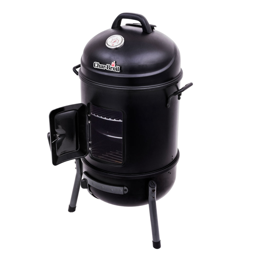 Char-Broil 16 Inch Alloy Steel Cylinder Bullet Smoker with Dual Carry Handles