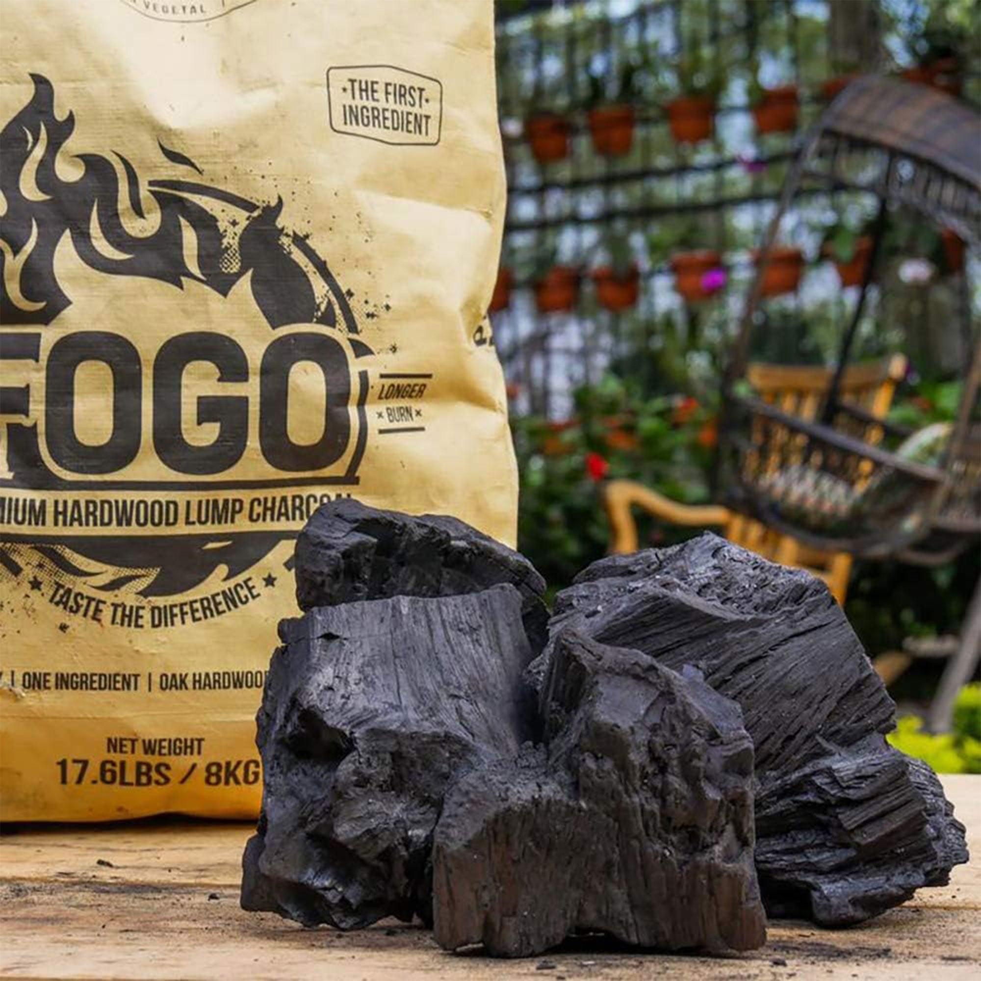 FOGO Super Premium 17.6 Pound All Natural Large Chunk Oak Hardwood Lump Charcoal - VMInnovations