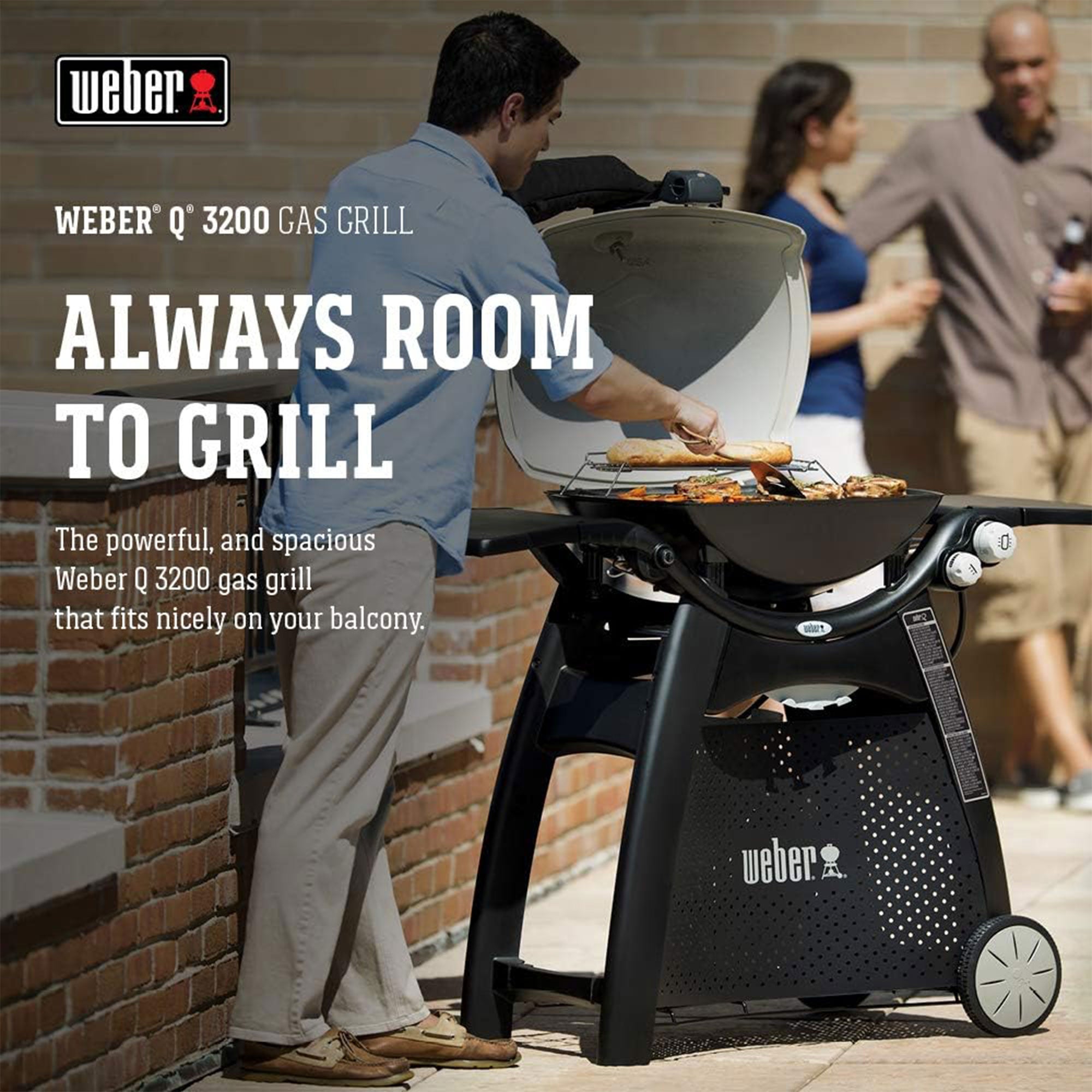 Weber Q3200 Aluminum Lid Portable 21,700 BTU Compact Natural Gas Grill, Titanium - VMInnovations