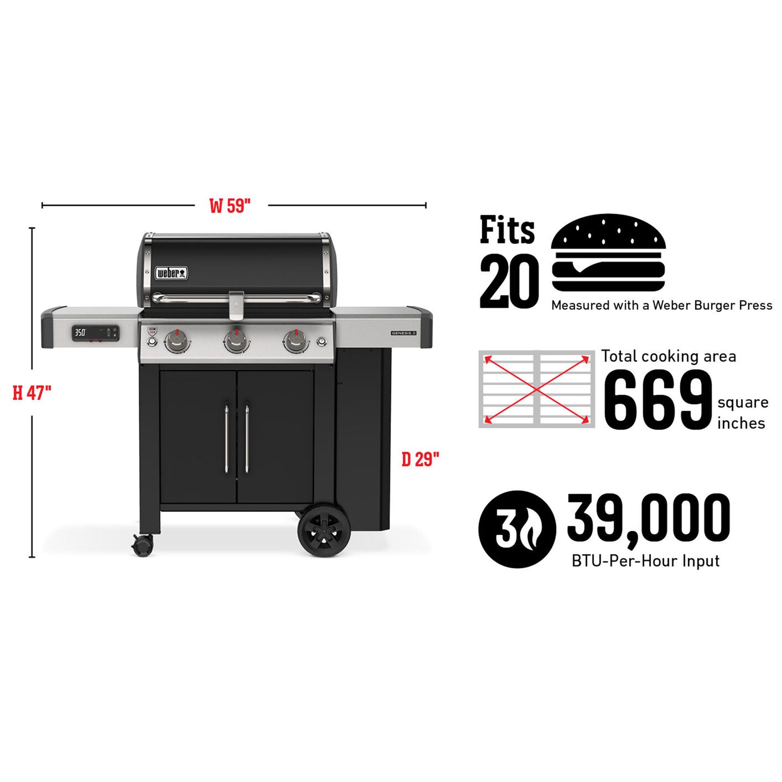 Weber Genesis Outdoor 3 Burner Smart Natural Gas Barbecue Grill, Black (Used) - VMInnovations