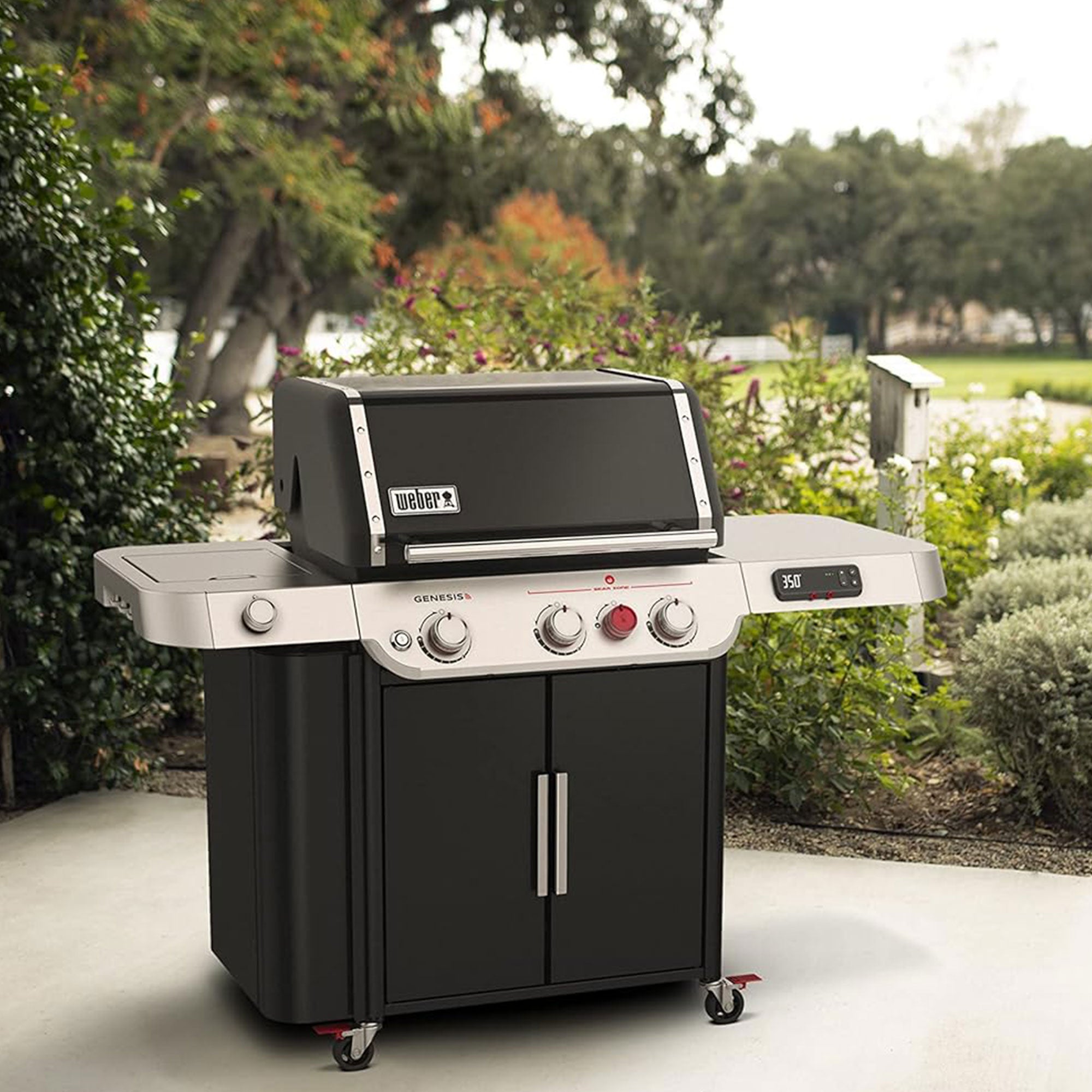 Weber Genesis Outdoor 3 Burner Smart Natural Gas Barbecue Grill, Black (Used) - VMInnovations