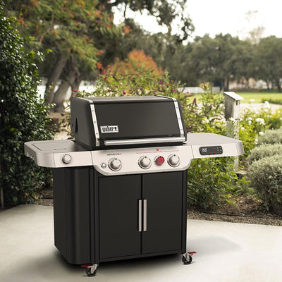 Weber Genesis Outdoor 3 Burner Smart Natural Gas Barbecue Grill, Black (Used)