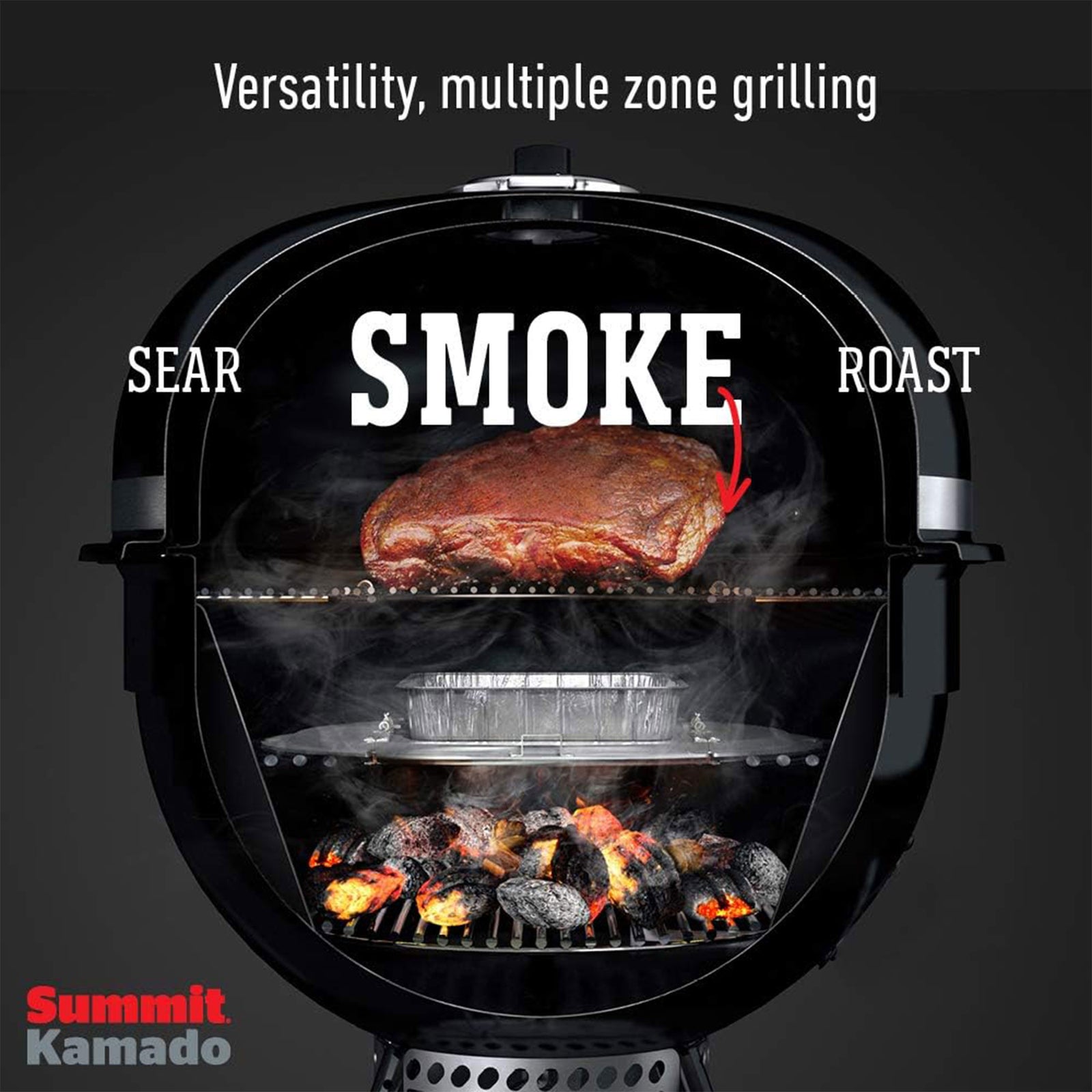 Weber Summit Kamado E6 Charcoal Grill w/Built In Stainless Steel Lid, Black - VMInnovations