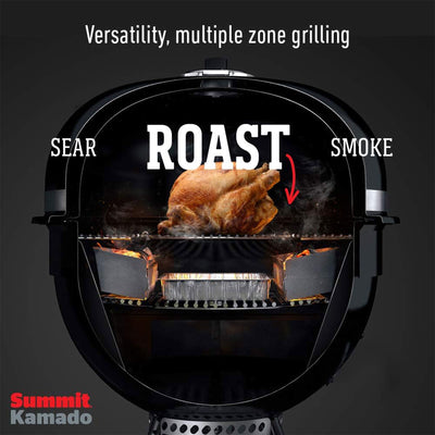 Weber Summit Kamado E6 Charcoal Grill w/Built In Stainless Steel Lid, Black - VMInnovations