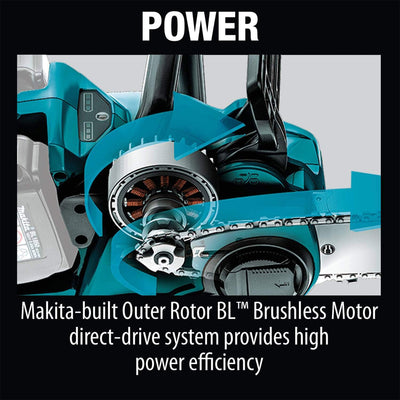 Makita LXT 36 Volt 16 Inch 4.0Ah Battery Powered Chainsaw Kit, Teal (Open Box) - VMInnovations