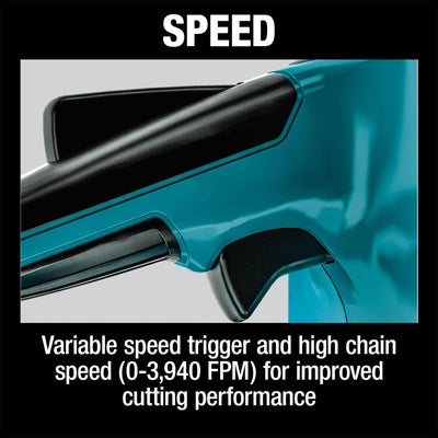 Makita LXT 36 Volt 16 Inch 4.0Ah Battery Powered Chainsaw Kit, Teal (Open Box) - VMInnovations
