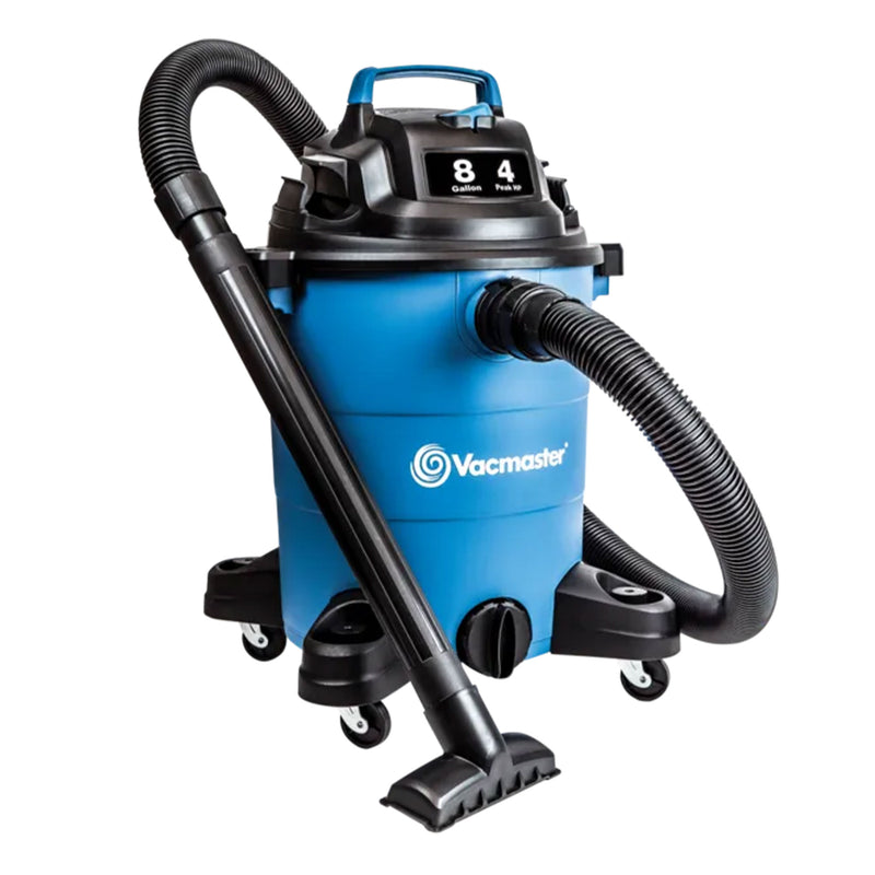 Vacmaster 8 Gallon 4 Peak HP Portable 2 in 1 Wet/Dry Vacuum & Attachments, Blue