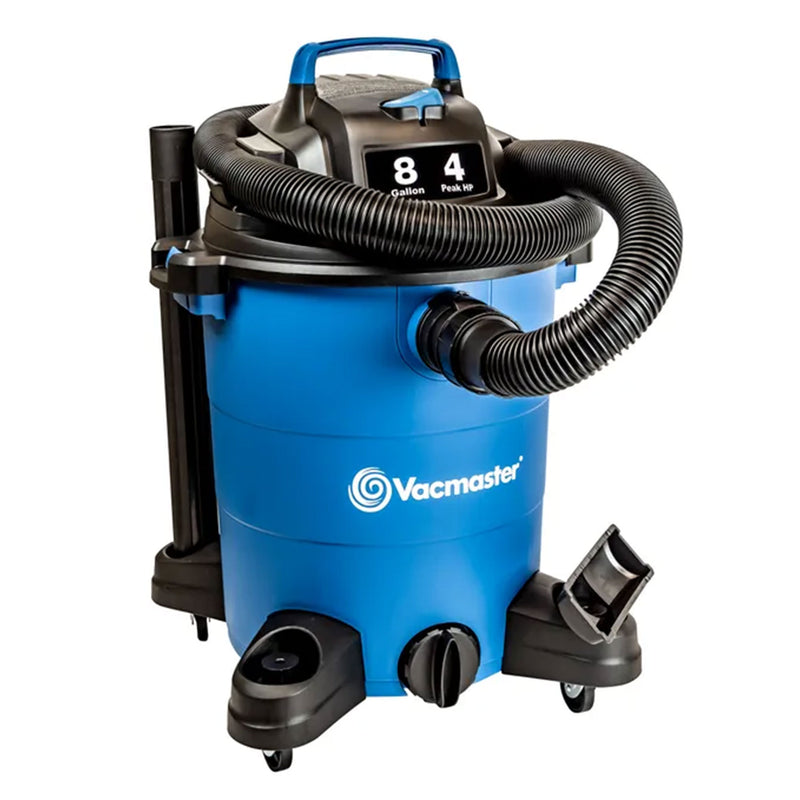 Vacmaster 8 Gal 4 HP Portable 2 in 1 Wet/Dry Vacuum & Attachments, Blue (Used)