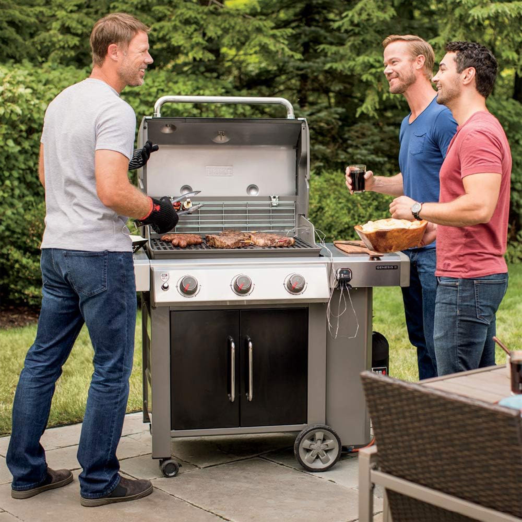 Weber Genesis II E-315 Outdoor Stainless Steel 3 Burner Natural Gas Grill, Black - VMInnovations