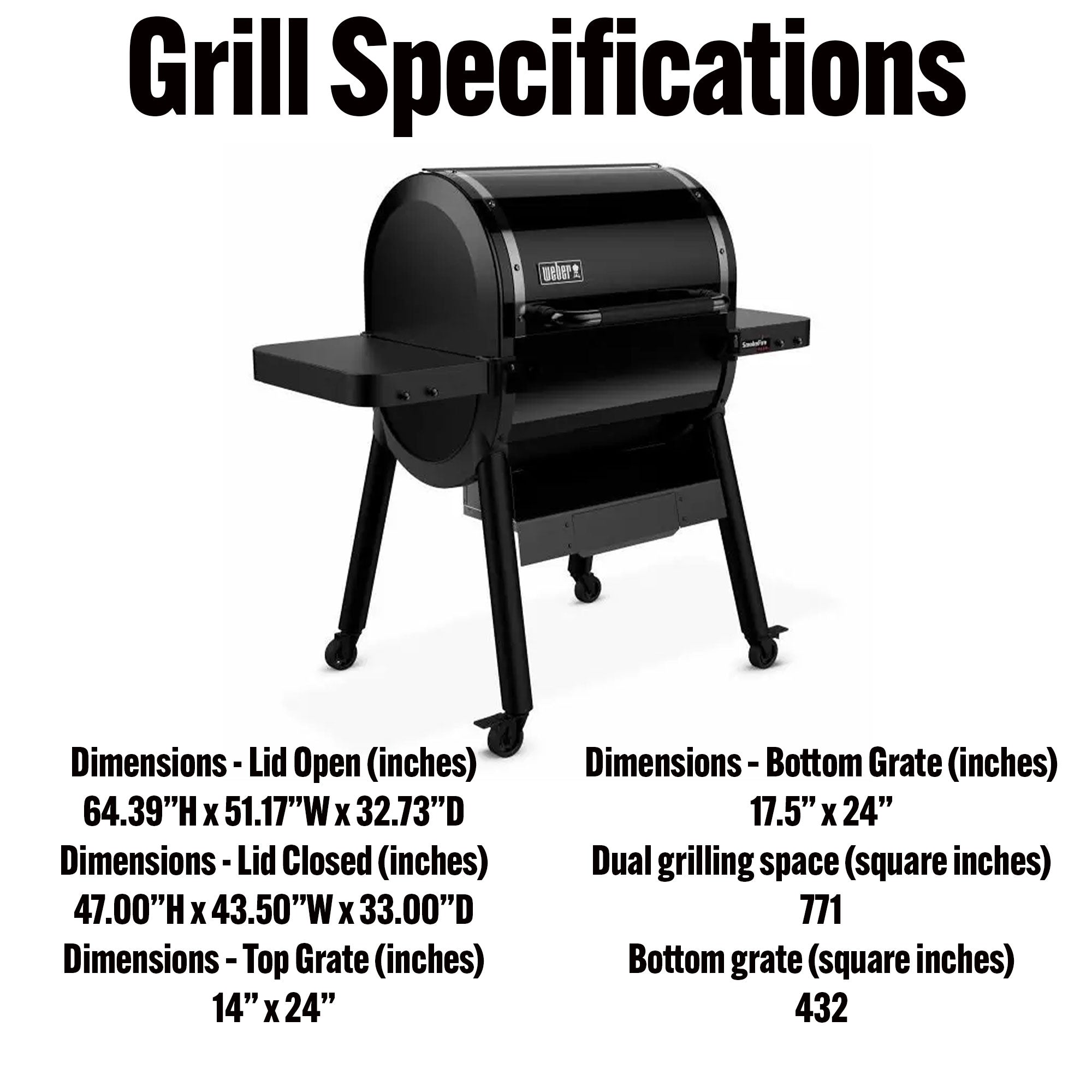 Weber SmokeFire Sear ELX4 Outdoor 24" Wood Fire Pellet Smart Smoker Grill, Black - VMInnovations