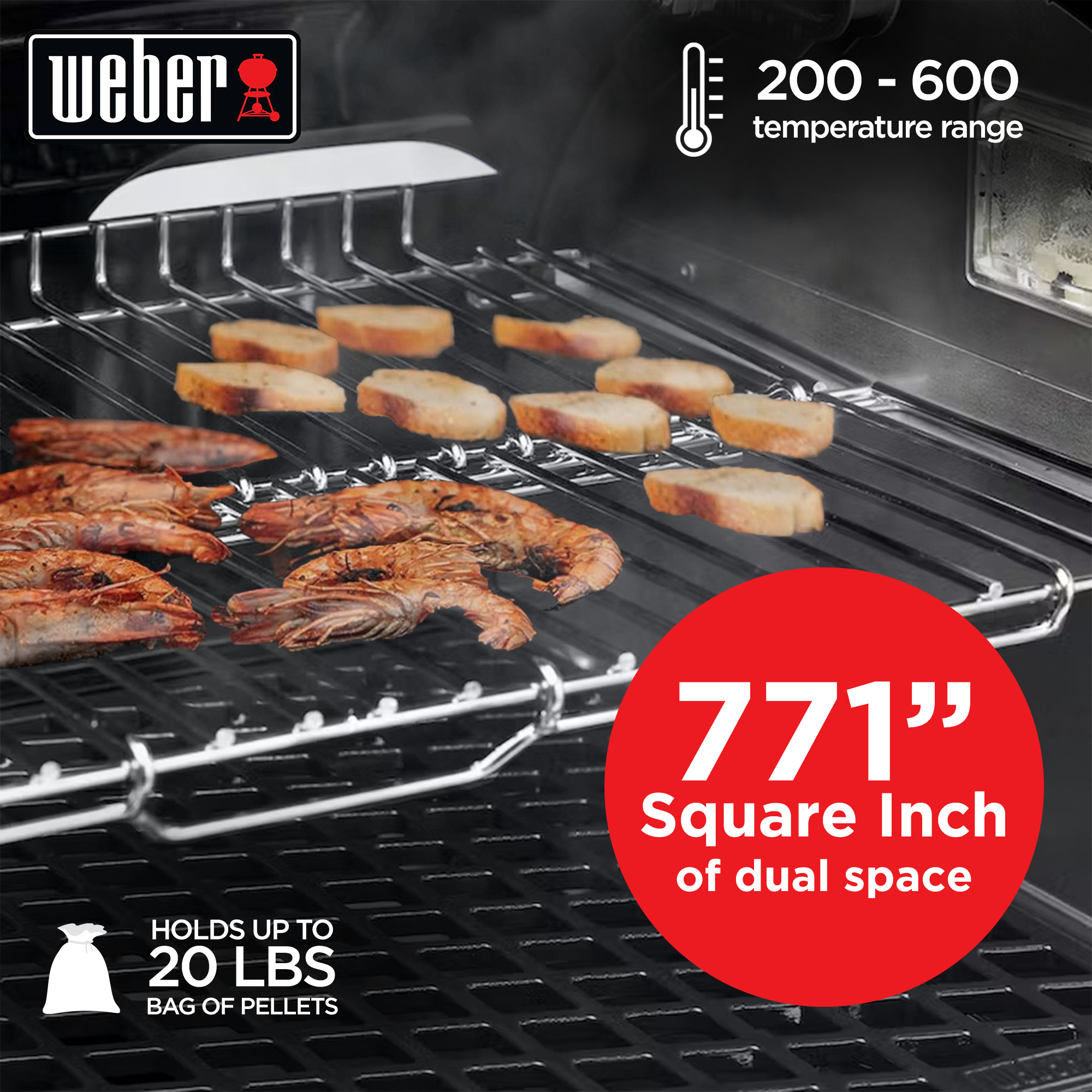 Weber SmokeFire Sear ELX4 Outdoor 24" Wood Fire Pellet Smart Smoker Grill, Black - VMInnovations