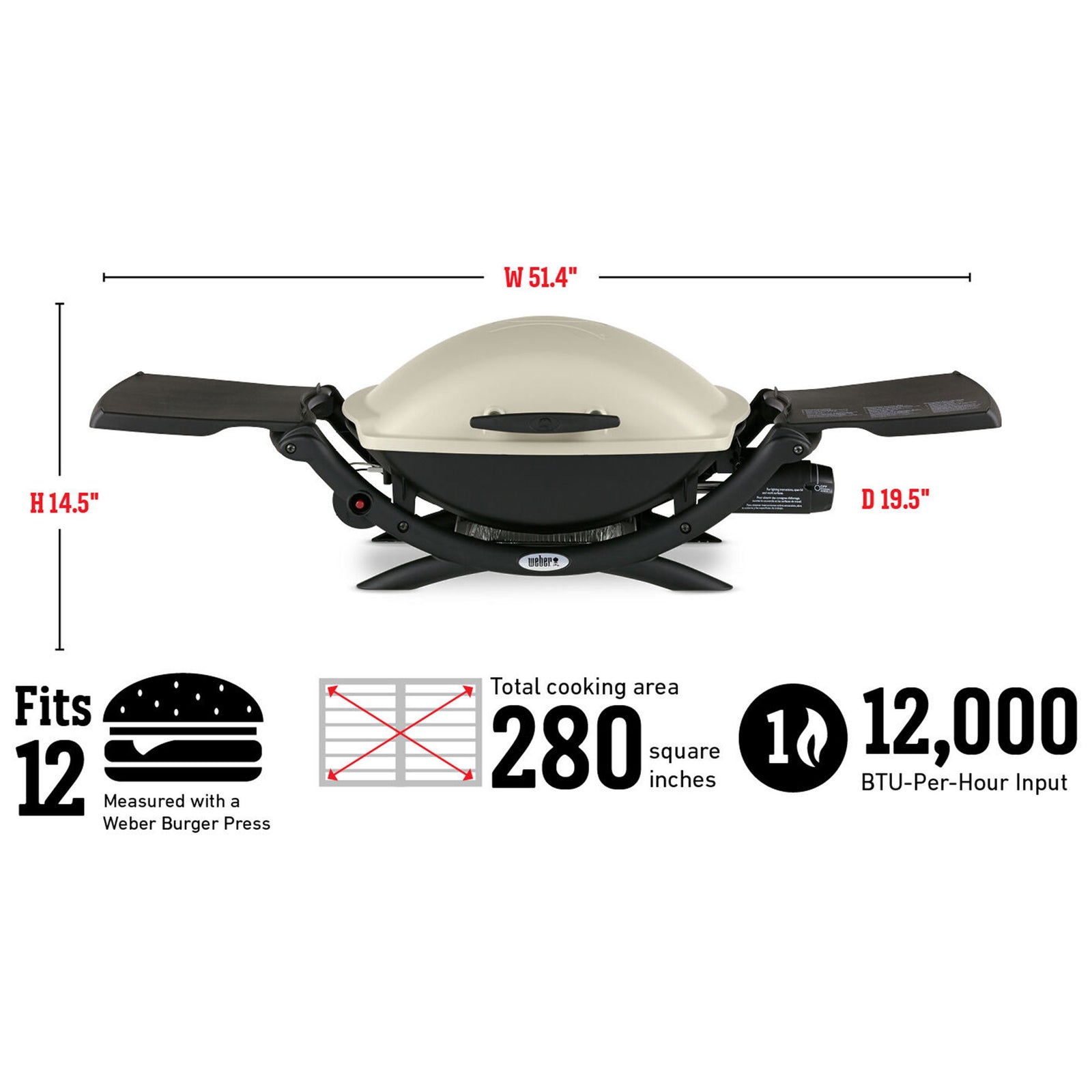 Weber Q 2000 Aluminum Portable 12,000 BTU Liquid Propane Gas Grill, Black/White - VMInnovations
