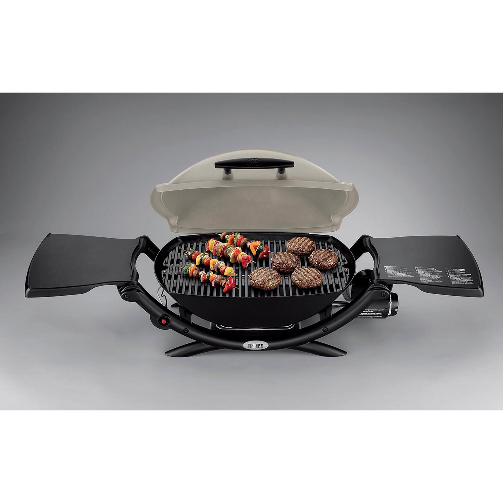 Weber Q 2000 Aluminum Portable 12,000 BTU Liquid Propane Gas Grill, Black/White - VMInnovations
