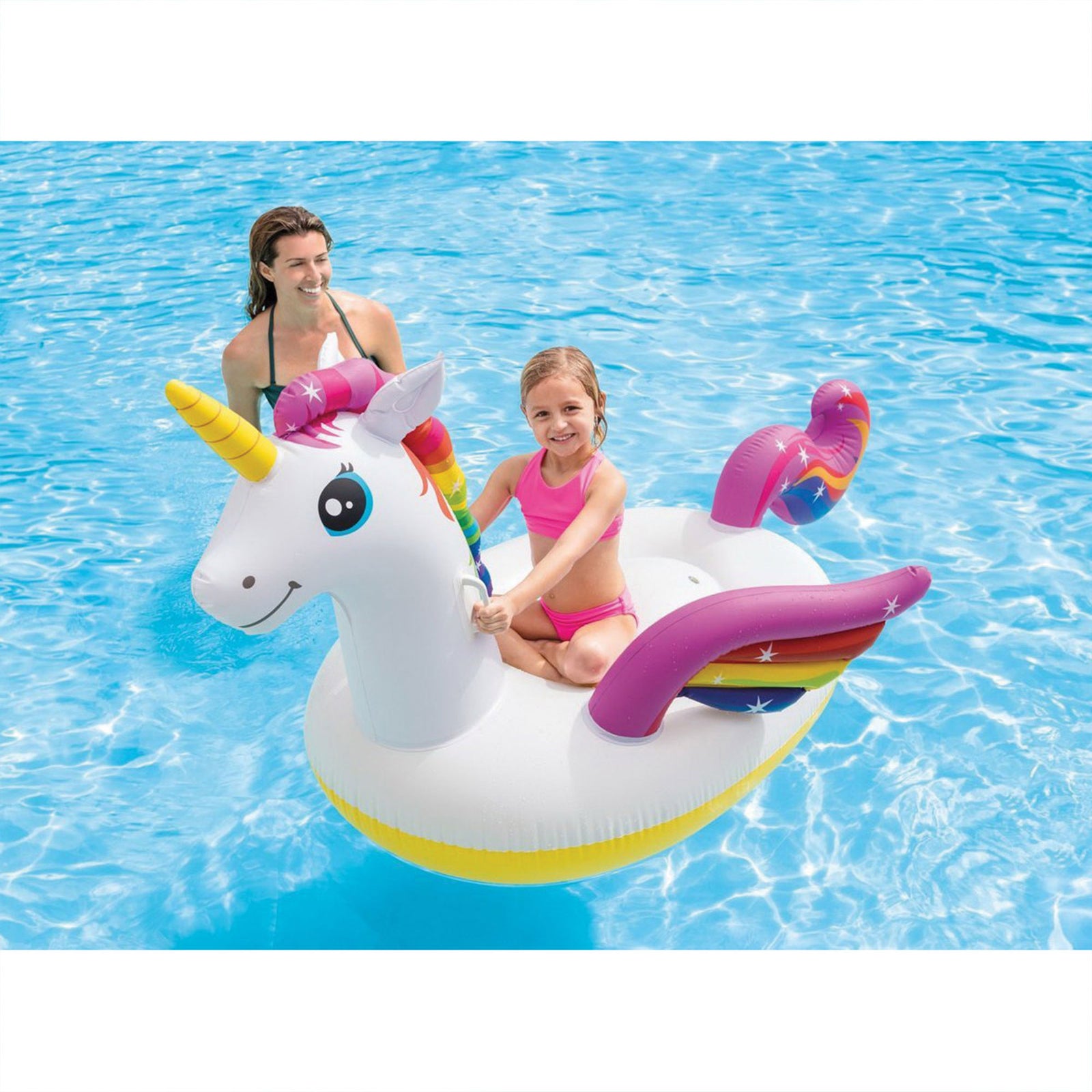 Intex Durable Raft Grade Vinyl Unicorn Inflatable Ride On Pool Float (Open Box) - VMInnovations