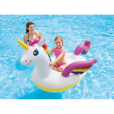 Intex Durable Raft Grade Vinyl Unicorn Inflatable Ride On Pool Float (Open Box)