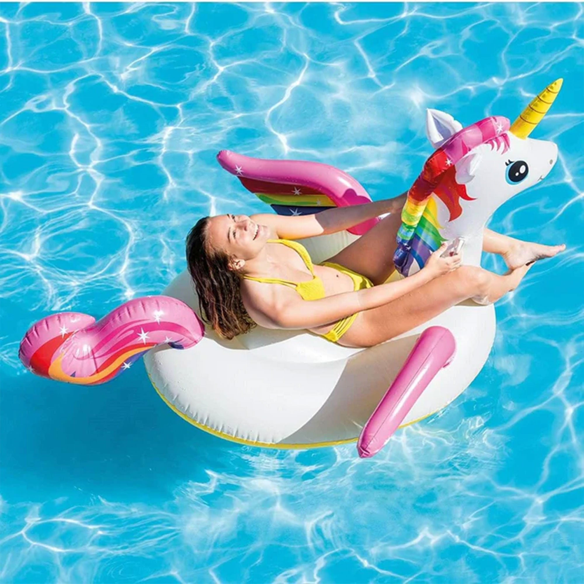 Intex Durable Raft Grade Vinyl Unicorn Inflatable Ride On Pool Float (Open Box) - VMInnovations