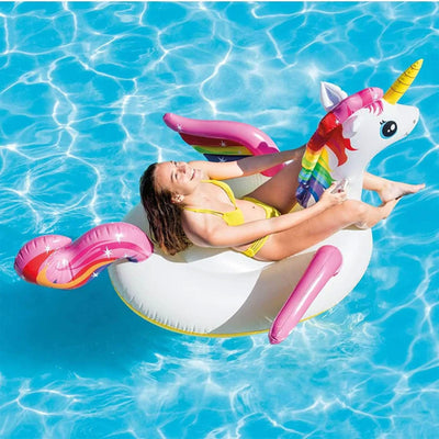 Intex Durable Raft Grade Vinyl Unicorn Inflatable Ride On Pool Float (Open Box) - VMInnovations