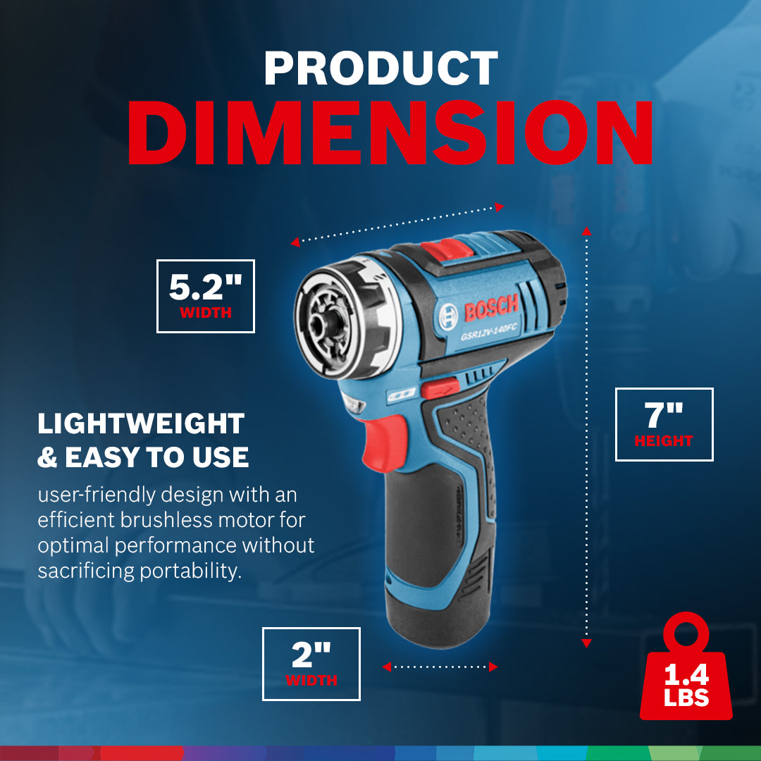 Bosch 5-In-1 Drill/Driver with Flexiclick System and 12 Volt 2.0 Ah Batteries - VMInnovations