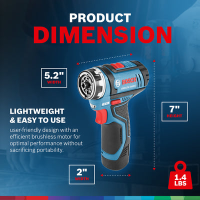 Bosch 5-In-1 Drill/Driver with Flexiclick System and 12 Volt 2.0 Ah Batteries - VMInnovations