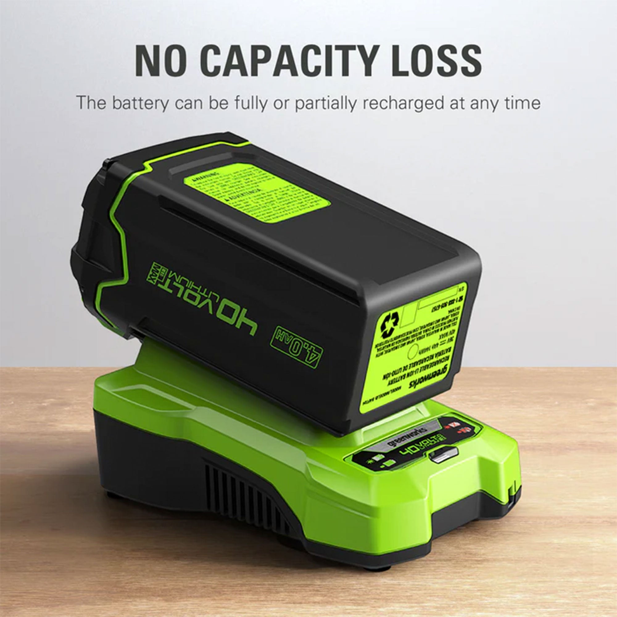 Greenworks G MAX 40 Volt 4.0Ah USB Lithium Ion Battery Powerbank, Green/Black - VMInnovations
