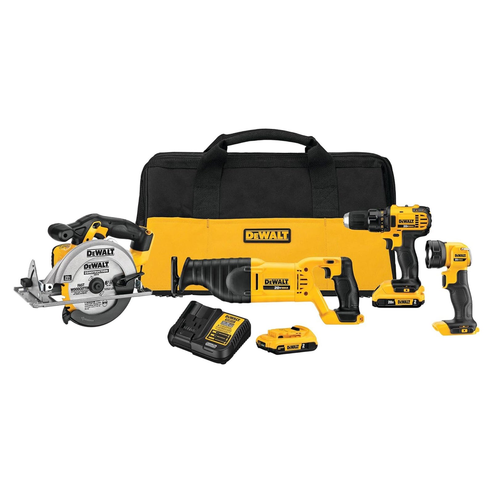 DeWalt 20V MAX 4 Tool Combo Kit w/ Reciprocating & Circular Saws & LED Worklight - VMInnovations