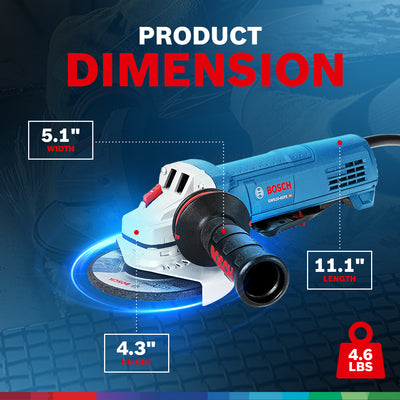 Bosch Corded Electric 4.5 Inches Adjustable Angle Grinder with Paddle Switch