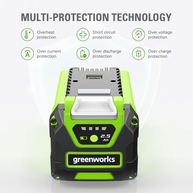 Greenworks G MAX 40 Volt 2.5Ah USB Lithium Ion Battery Powerbank, Green