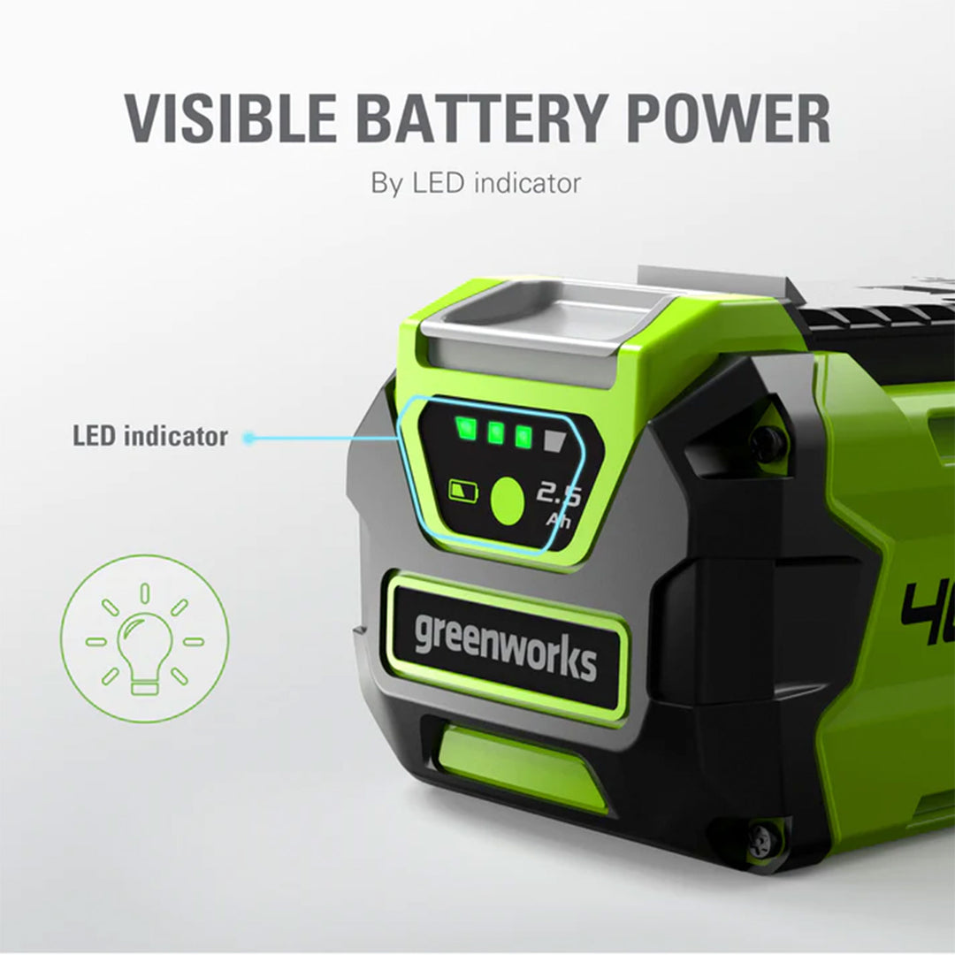 Greenworks G MAX 40 Volt 2.5Ah USB Lithium Ion Battery Powerbank, Green