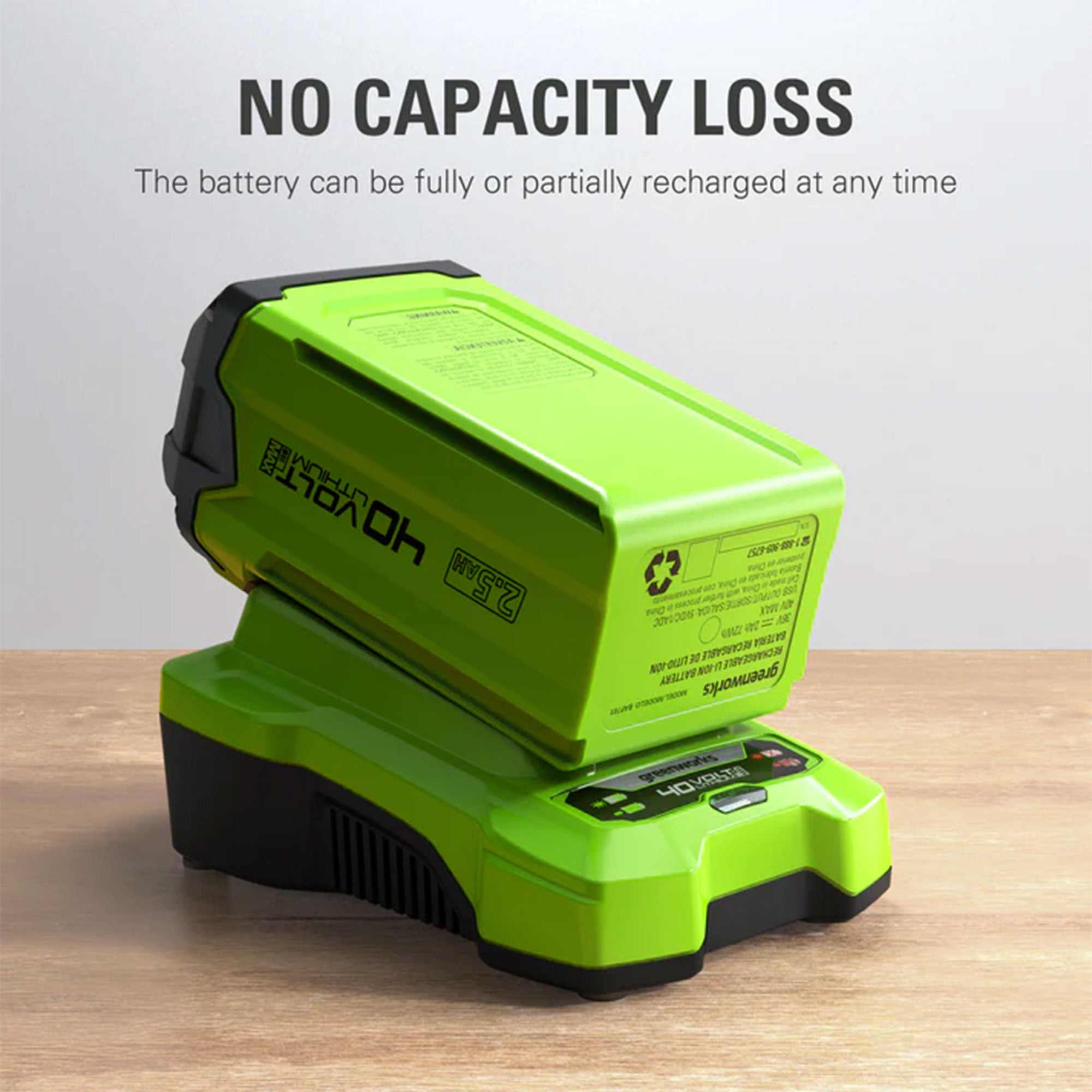 Greenworks G MAX 40 Volt 2.5Ah USB Lithium Ion Battery Powerbank, Green - VMInnovations
